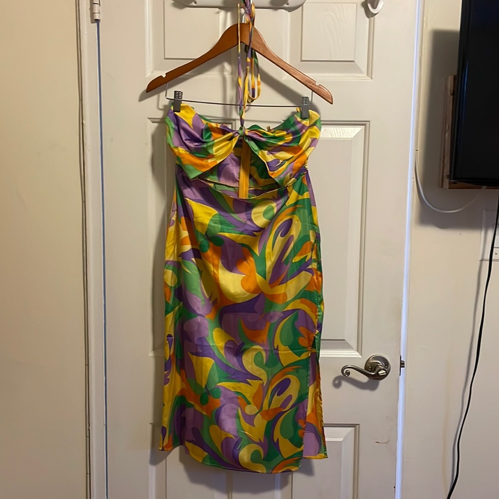Weworewhat DANIELLE BERNSTEIN - THE HALTER DRESS IN MULTI